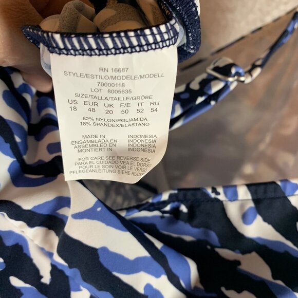 Swim Solutions Womens Navy V-Neck Animal Print Underwire Tankini Top Size 18 NWT - Picture 6 of 8
